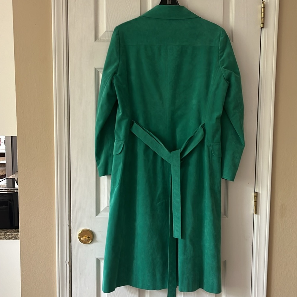 Like new genuine soft suede duster!coat  sz M green - Picture 3 of 4